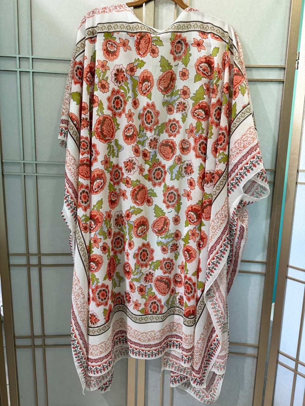 Flowy Kimono Cardigan Open Front Floral Printed Chiffon Blouse Loose Tops, US 14 - Picture 4 of 6